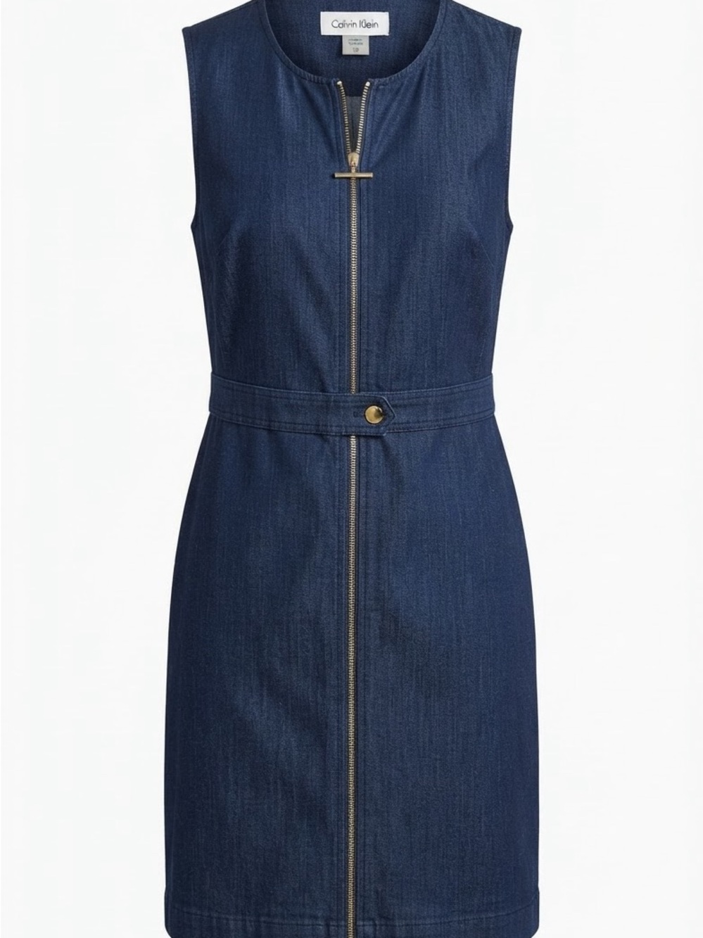 Calvin Klein Dark Blue Sleeveless Zip-Front Denim Dress